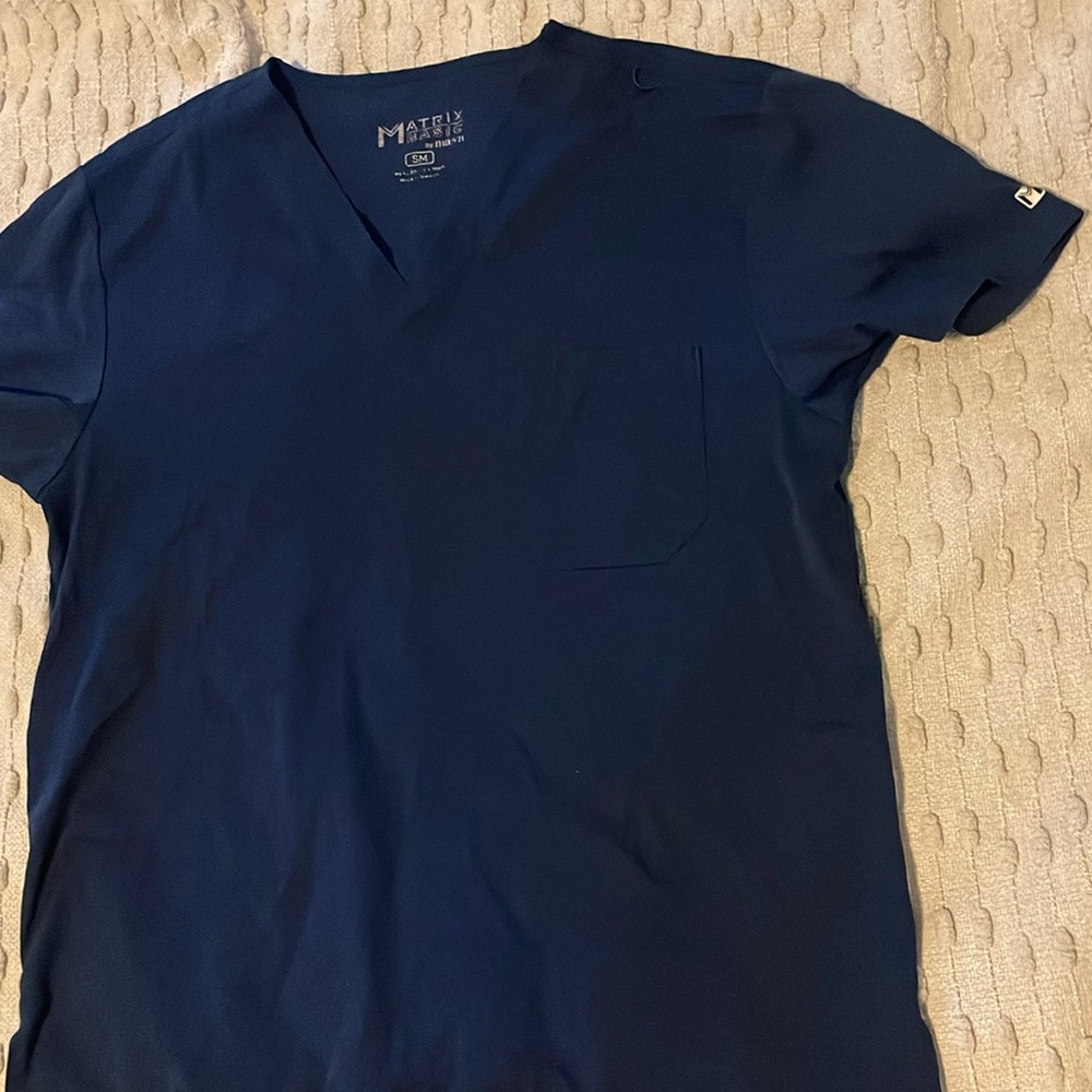 Dark blue and blue scrub tops